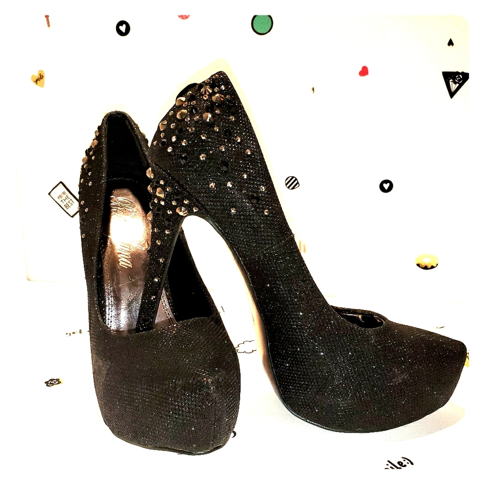 Bella Luna Rhinestone Heels  8.5